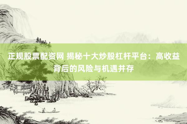 正规股票配资网 揭秘十大炒股杠杆平台：高收益背后的风险与机遇并存