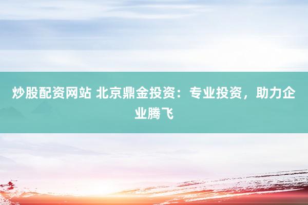 炒股配资网站 北京鼎金投资：专业投资，助力企业腾飞