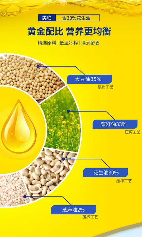 美临 食用油桶装家用非转基因冷榨花生油食用植物调和油植物油5l